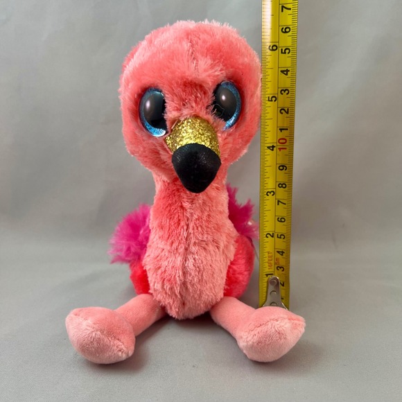 Ty Beanie Boos Gilda Flamingo Small Pink Excellent Glitter Eyes Sparkle Beak - Picture 12 of 14